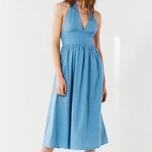 Urban Outfitters Betsey Linen Halter Midi Dress